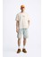 The Champ Bisiklet Yaka Palmiye Baskılı Oversize Bej Erkek T-Shirt 1
