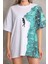 Unisex Bisiklet Yaka Baskılı Oversize T-Shirt - Beyaz 3
