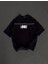 Unisex Bisiklet Yaka Baskılı Oversize T-Shirt - Siyah 1