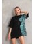 Unisex Bisiklet Yaka Baskılı Oversize T-Shirt - Siyah 5