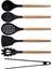 Siyah Bambu Silikon Set - Kepçe, Kaşık, Kevgir, Makarna, Açılı Spatula, Silikon Maşa 6 lı Set 3