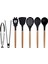 Siyah Bambu Silikon - Kepçe, Kaşık, Kevgir, Makarna, Açılı Spatula, Silikon - Metal Maşa 7 li Set 1