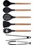 Siyah Bambu Silikon - Kepçe, Kaşık, Kevgir, Makarna, Açılı Spatula, Silikon - Metal Maşa 7 li Set 3