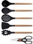 Siyah Bambu Silikon - Kepçe, Kaşık, Kevgir, Makarna, Açılı Spatula, Makas 6 lı Set 3