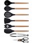 Siyah Bambu Silikon - Kepçe, Kaşık, Kevgir, Makarna, Açılı - Düz Spatula, Metal Maşa, Makas 8 li Set 3