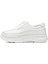 Kadın Beyaz Fermuarlı Dolgu Taban Hakiki Deri Sneaker 4