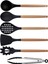 Siyah Bambu Silikon Set - Kepçe, Kaşık, Kevgir, Makarna, Açılı Spatula, Metal Maşa 6 lı Set 2