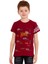 Kırmızı Harf Baskılı Bisiklet Yaka 5-16 Yaş Tişört 2006-5 3