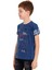 Mavi Harf Baskılı Bisiklet Yaka 5-16 Yaş Tişört 2006-1 3