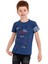 Mavi Harf Baskılı Bisiklet Yaka 5-16 Yaş Tişört 2006-1 4