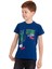 Koyu Mavi Bronx Baskılı Bisiklet Yaka 5-16 Yaş Tişört 2005-4 1