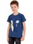 Koyu Mavi D-Sea Baskılı Bisiklet Yaka 5-16 Yaş Tişört 2004-3 3