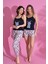 Dreamy 3 Parça Desenli Ip Askılı Şortlu Pantolonlu Viskon Pijama Takımı 1