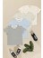 4'lü Erkek Çocuk Yeşil Saks Siyah Taş Çizgili Tshirt 1