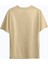 100% Pamuk Suprem Oversize Baskısız Bisiklet Yaka Camel T-Shirt 2