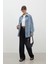 Oversıze Denim Gömlek Ceket Mavi 3