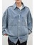 Oversıze Denim Gömlek Ceket Mavi 5