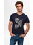 Slim Fit Lacivert Baskılı T-Shirt 2EC1454760050 1