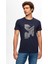 Slim Fit Lacivert Baskılı T-Shirt 2EC1454760050 3