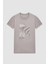 Slim Fit Gri Baskılı T-Shirt 2EC1454760050 4