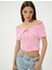 Omzu Açık Tişört Fermuarlı Kısa Kollu Fitilli Kat Detaylı Viskoz Kumaş 2