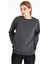 Kadın Antrasit Basic Bisiklet Yaka Regular Fit Rahat Sweatshirt 2