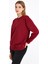 Kadın Bordo Basic Bisiklet Yaka Regular Fit Rahat Sweatshirt 3
