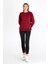 Kadın Bordo Basic Bisiklet Yaka Regular Fit Rahat Sweatshirt 4