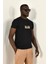 Siyah Çiçekli Örgü Detay Bisiklet Yaka Tshirt 2