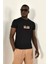 Siyah Çiçekli Örgü Detay Bisiklet Yaka Tshirt 4