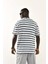 Indigo Çizgili Oversize T-Shirt 4