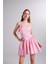 Boyundan Askılı Çıkarılabilir Kurdeleli Mini Teresa Elbise Pembe 2