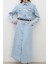 1975 Kemerli Denim Elbise Buz Mavi 5