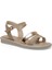 CS24036 4fx Bej Kadın Düz Sandalet 2