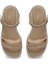 CS24036 4fx Bej Kadın Düz Sandalet 4