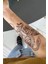 Gerçekci Yılan Ve Çiçek Desenli Geçici Dövme Tattoo 2