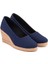 Lacivert Keten Espadril Dolgu Topuk 2