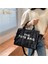 Siyah Stil 32CM-15CM-26CM Moda Tasarımcıları Edebi Mektup Baskı Kadın Bez Çanta Kadın Büyük Kapasiteli Tuval Omuz Kadın Çapraz Alışveriş Çantası (Yurt Dışından) 4