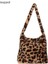 1-Leopar Tarzı 1 Adet Kadın Kızlar Kabarık Omuzdan Askili Çanta Üstten Saplı Çanta Kadın Sonbahar Kış Çanta Peluş Tote Moda Alışveriş Çantası (Yurt Dışından) 1