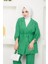 Beli Bağlamalı Çeket ve Pantolonlu Keten Takım 4