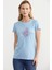 Kelebek Baskılı Basic Tişört - Mavi 1
