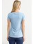 Kelebek Baskılı Basic Tişört - Mavi 5