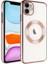 Apple iPhone 11 Uyumlu Wireless Şarj Özellikli Sert Pc Zore Riksos Magsafe Kapak-Rose Gold 1