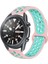 Gear S3 (22MM) Krd-02 Uyumlu Kordon Zyl Pembe-Yeşil 1