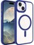 iPhone 15 Plus Uyumlu Wireless Şarj Özellikli Zore Krom Magsafe Silikon Kapak-Lacivert 1