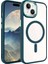 iPhone 15 Plus Uyumlu Wireless Şarj Özellikli Zore Krom Magsafe Silikon Kapak-Koyu Yeşil 1