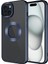 iPhone 15 Plus Uyumlu Tek Kamera Çerçeveli Logo Gösteren Zore Omega Kapak-Lacivert 1