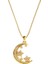 Zirkon Taşlı Gold Ay Yıldız Gökyüzü Gümüş Kolye 1