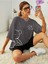Kadın Bisiklet Baka Salaş Ayıcık Baskılı Oversize Boyfriend T-Shirt 1