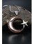 Gümüş Ay Yıldızlı Zirkon Taş Süslemeli Erkek Kolye Gümüş Zincir 925 Ayar 1